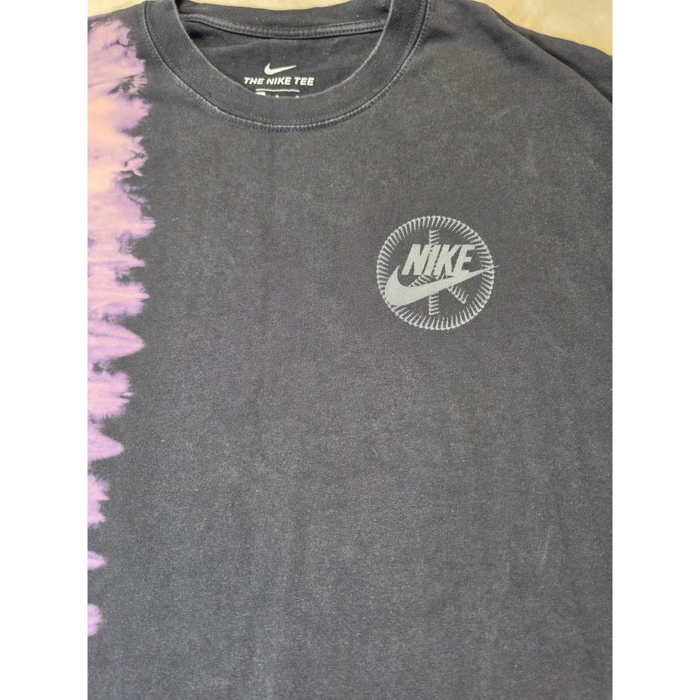 Nike Mens Tie Dye Peace Sign Graphic T-Shirt Black Purple Unity Just Do It Sz L - Picture 4 of 10